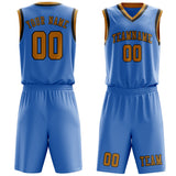Custom Light Blue Yellow Basketball Set
