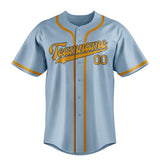 Custom Light Blue & Yellow Colors Design Sports Baseball Jersey