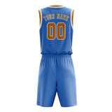 Custom Light Blue Yellow Basketball Set