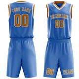 Custom Light Blue Yellow Basketball Set
