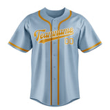Custom Light Blue & Yellow Colors Design Sports Baseball Jersey