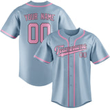 Custom Light Blue & Light Pink Colors Design Sports Baseball Jersey