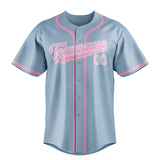 Custom Light Blue & Light Pink Colors Design Sports Baseball Jersey