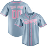 Custom Light Blue & Light Pink Colors Design Sports Baseball Jersey