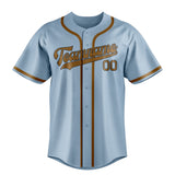 Custom Light Blue & Khaki Colors Design Sports Baseball Jersey
