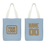 Custom Light Blue Light Khaki Canvas Tote Bag