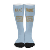 Custom Light Blue Light Khaki Knee-High Sock
