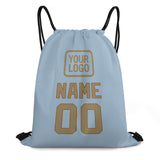 Custom Light Blue Light Khaki Drawstring Bag