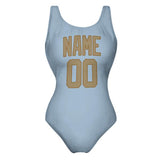 Custom Light Blue Light Khaki Swimsuit