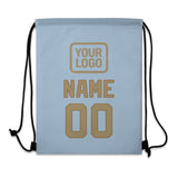 Custom Light Blue Light Khaki Drawstring Bag