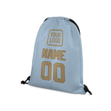 Custom Light Blue Light Khaki Drawstring Bag