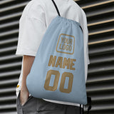 Custom Light Blue Light Khaki Drawstring Bag