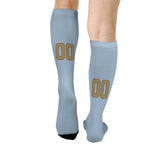 Custom Light Blue Light Khaki Knee-High Sock