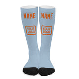 Custom Light Blue Orange Knee-High Sock