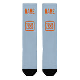 Custom Light Blue Orange Knee-High Sock