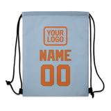 Custom Light Blue Orange Drawstring Bag