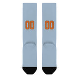 Custom Light Blue Orange Knee-High Sock