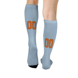 Custom Light Blue Orange Knee-High Sock