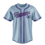 Custom Light Blue & Light Purple Colors Design Sports Baseball Jersey