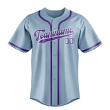 Custom Light Blue & Light Purple Colors Design Sports Baseball Jersey