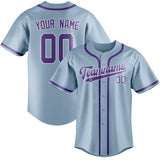 Custom Light Blue & Light Purple Colors Design Sports Baseball Jersey