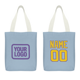 Custom Light Blue Gold Canvas Tote Bag