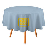 Custom Light Blue Gold Round Table Cloth