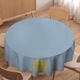 Custom Light Blue Gold Round Table Cloth