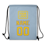 Custom Light Blue Gold Drawstring Bag