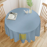 Custom Light Blue Gold Round Table Cloth