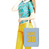 Custom Light Blue Gold Canvas Tote Bag