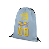 Custom Light Blue Gold Drawstring Bag