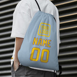 Custom Light Blue Gold Drawstring Bag