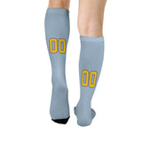 Custom Light Blue Gold Knee-High Sock