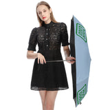 Custom Light Blue Emerald Green Automatic Umbrella