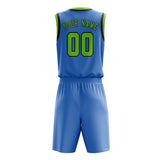 Custom Light Blue Emerald Green Basketball Set