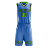 Custom Light Blue Emerald Green Basketball Set