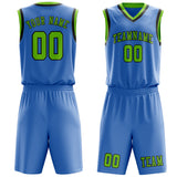 Custom Light Blue Emerald Green Basketball Set