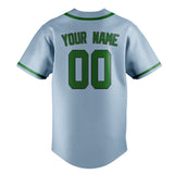Custom Light Blue & Emerald Green Colors Design Sports Baseball Jersey