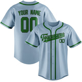 Custom Light Blue & Emerald Green Colors Design Sports Baseball Jersey
