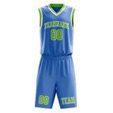 Custom Light Blue Emerald Green Basketball Set