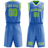 Custom Light Blue Emerald Green Basketball Set