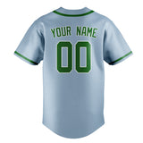 Custom Light Blue & Emerald Green Colors Design Sports Baseball Jersey