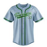 Custom Light Blue & Emerald Green Colors Design Sports Baseball Jersey