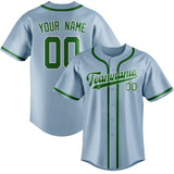 Custom Light Blue & Emerald Green Colors Design Sports Baseball Jersey