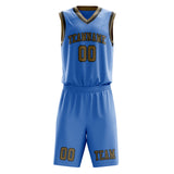Custom Light Blue Light Khaki Basketball Set