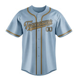 Custom Light Blue & Light Khaki Colors Design Sports Baseball Jersey