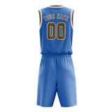 Custom Light Blue Light Khaki Basketball Set