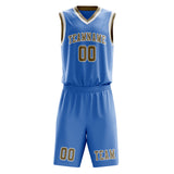 Custom Light Blue Light Khaki Basketball Set