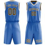 Custom Light Blue Light Khaki Basketball Set
